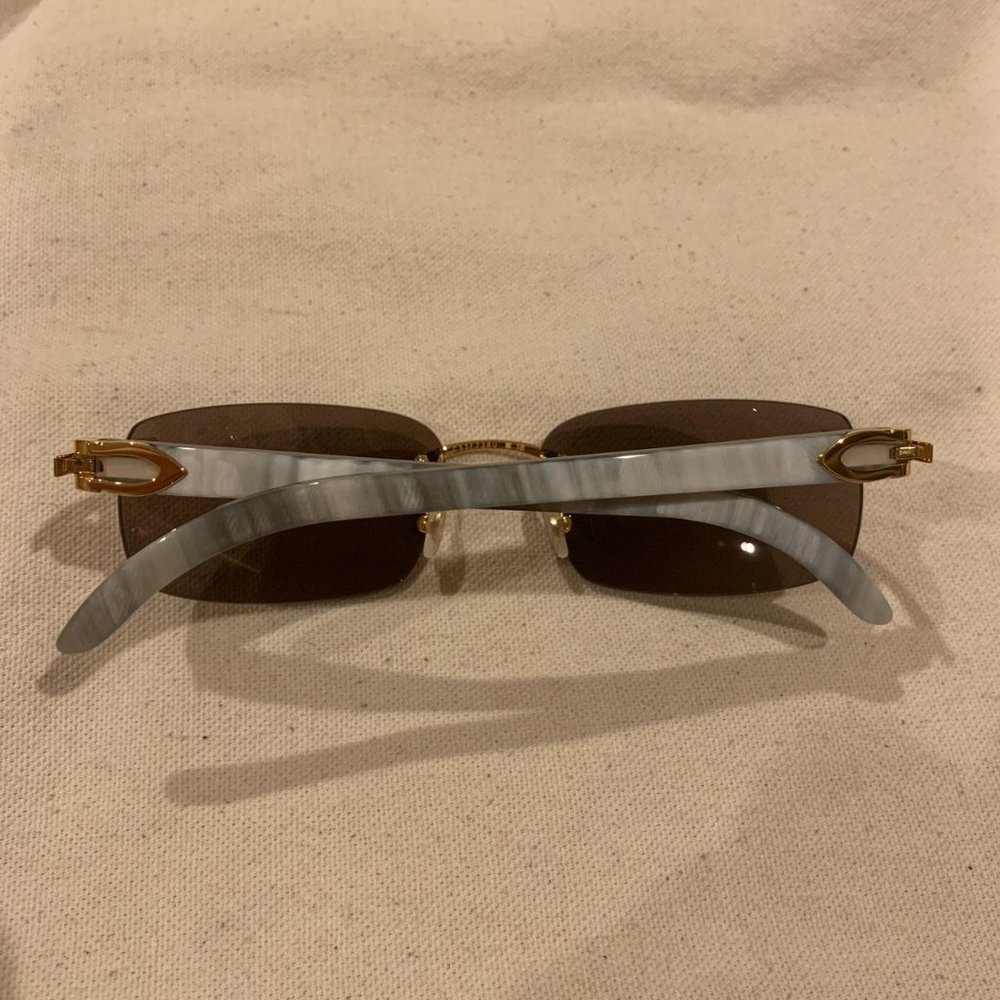 High Rectangular Rimless Cartier Sunglasses - Picture 2 of 4